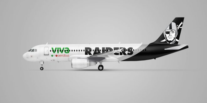 VivaAerobus aerolínea oficial de Raiders de Las Vegas en México