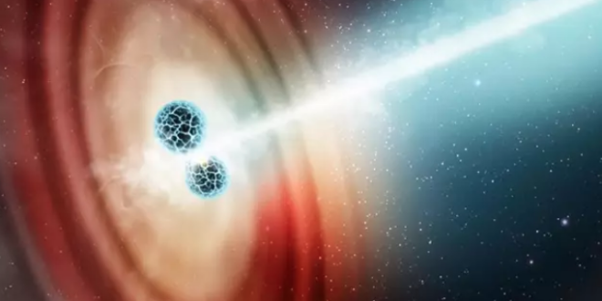 Hubble capta chorro de luz causada por explosión tras colisión de estrellas de neutrones