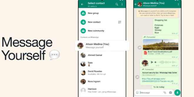 WhatsApp activa la función «Message Yourself»