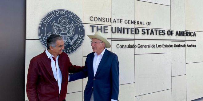 Américo y Ken Salazar fortalecen coordinación entre Tamaulipas y EU￼