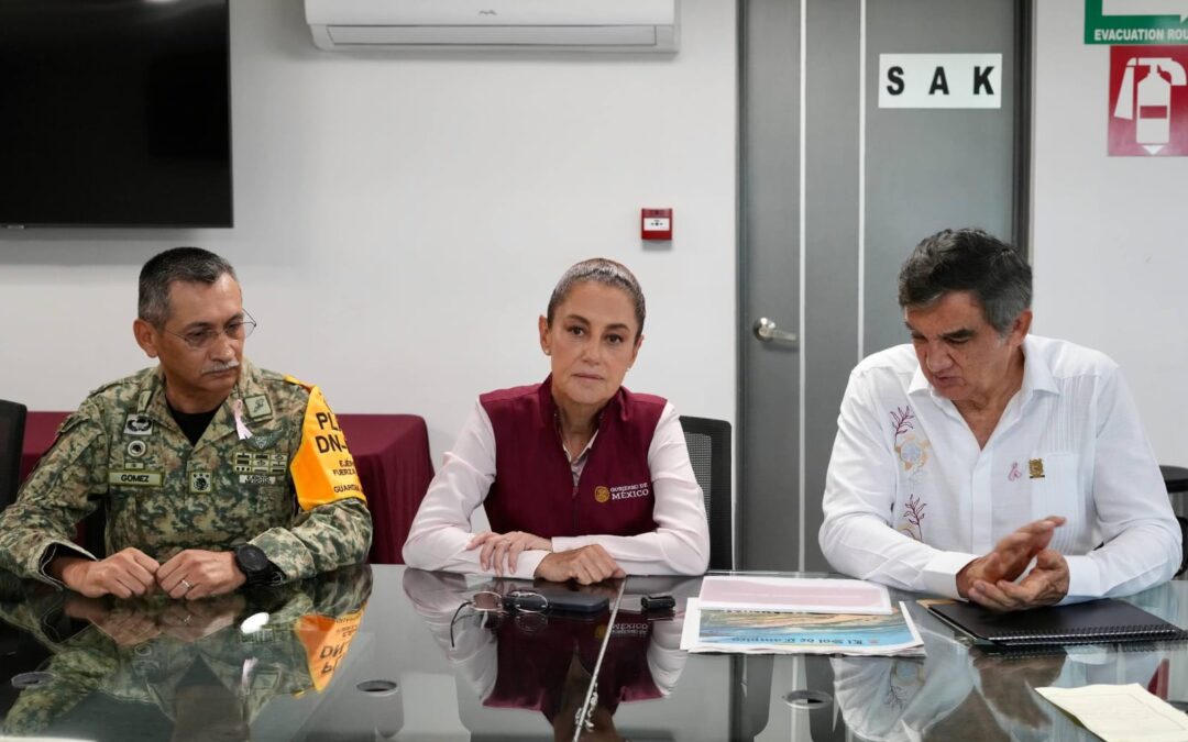 Llega Sheinbaum a Tampico evalua nivel del Pánuco