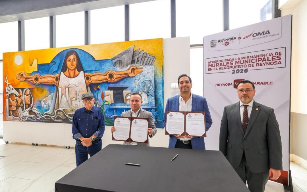 Firmaron Gobierno de Carlos Peña Ortiz y Aeropuerto Internacional Lucio Blanco Conservación de Murales
