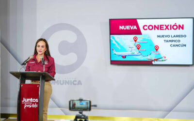 Anuncia Carmen Lilia Nueva Ruta Aérea NLD – TAM – CUN