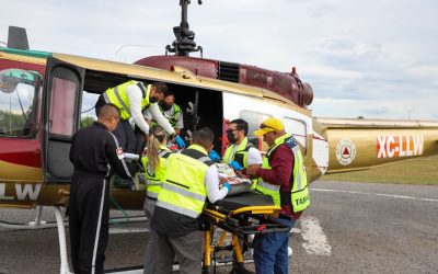 Trasladan en aeronave médica a paciente a unidad de quemados del Hospital General de Victoria